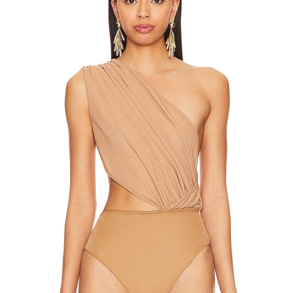 Ronny Kobo Tan One-Shoulder Set - Picture 3 of 5